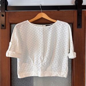 BCBGMaxAzria White Textured Blouse